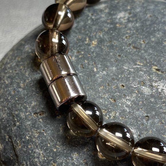 Natural Green Phantom Quartz & Smoky Quartz Gemstone bead Bracelet Luck& Success - Picture 4 of 6